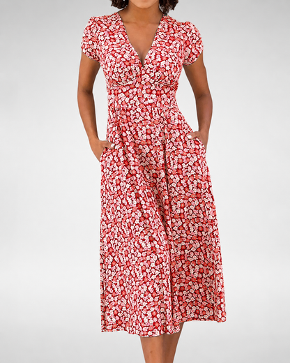 Kvinnors Sommarklänning Blommönster Tidlös Design