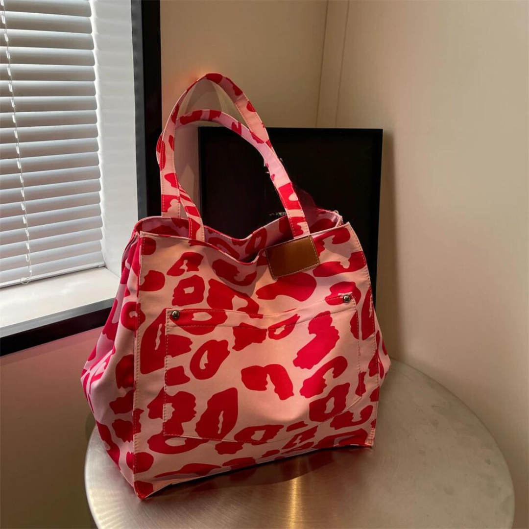 Överdimensionerad Axelväska med Leopardmönster