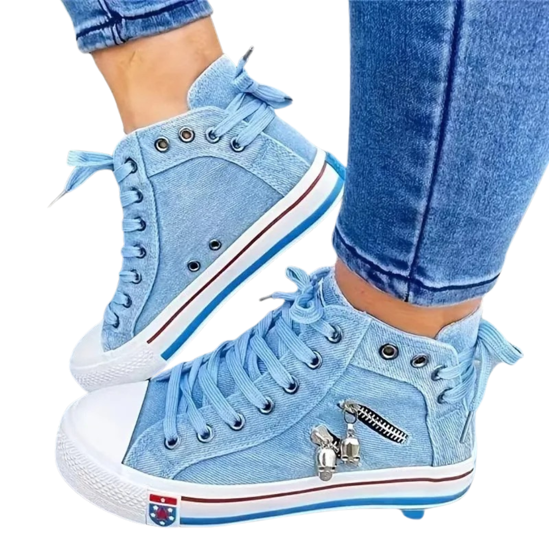 Denim Hi-Top Sneakers För Kvinnor
