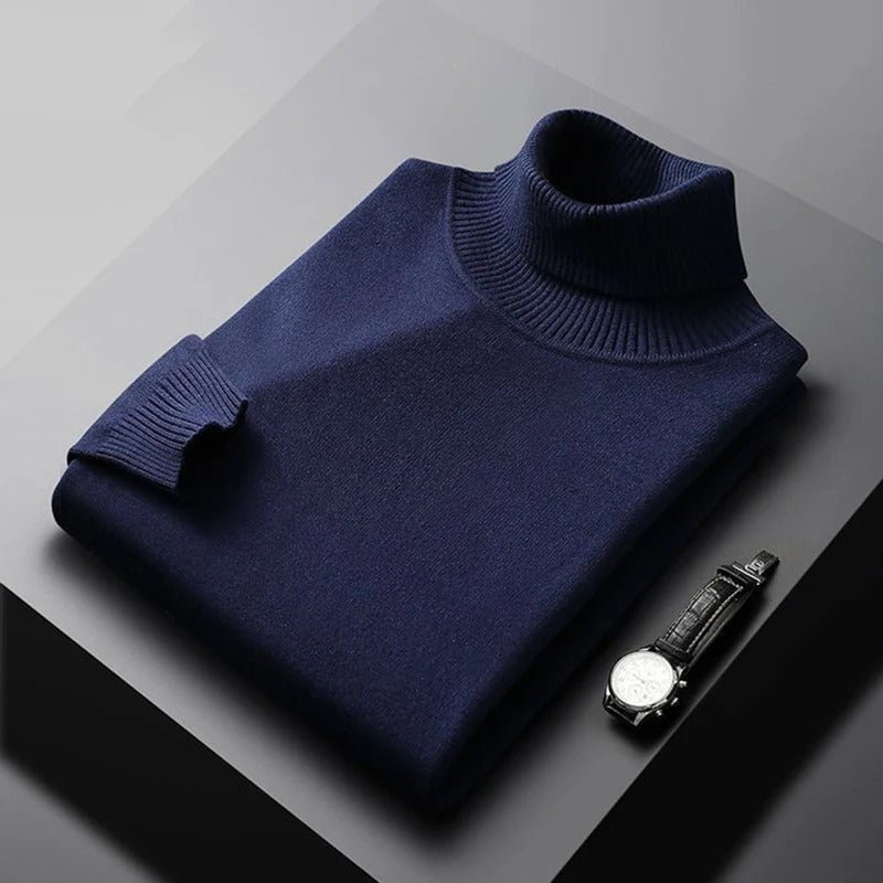 Mäns Turtleneck Klassisk Design Mjuk Bomullsblandning 2
