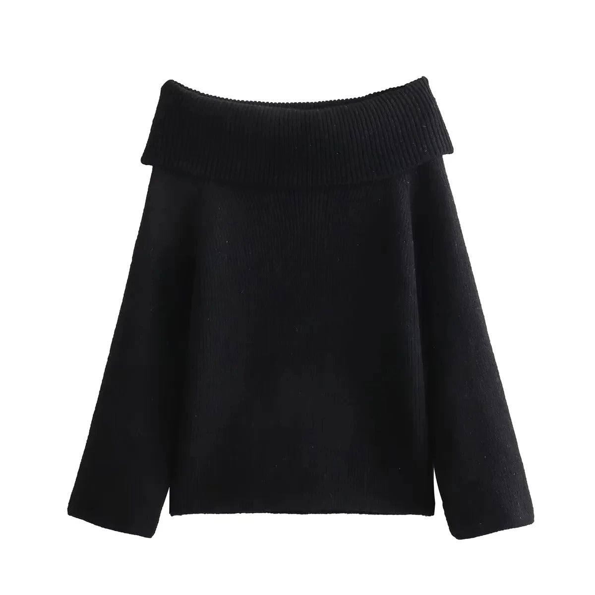 Stickad tröja med off shoulder för kvinnor