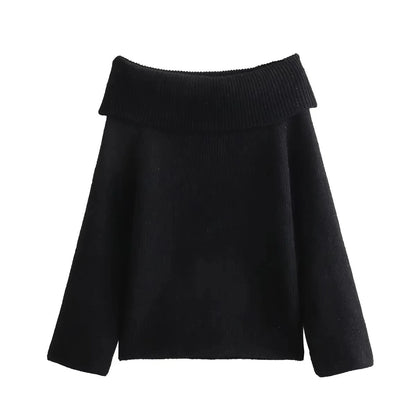 Stickad tröja med off shoulder för kvinnor