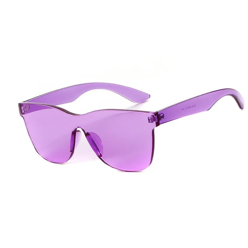 Godisfärg Rimless Fyrkantiga Solglasögon