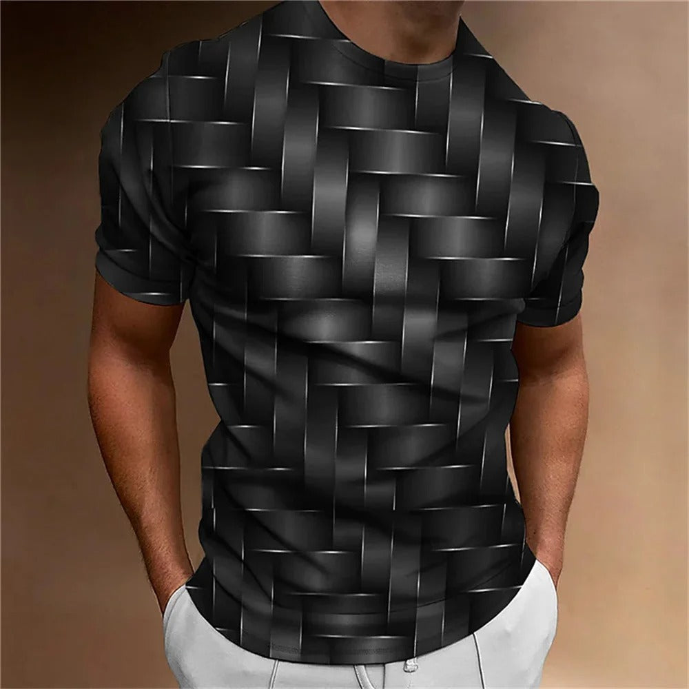 T-shirt för män med geometrisk 3D-utskrift