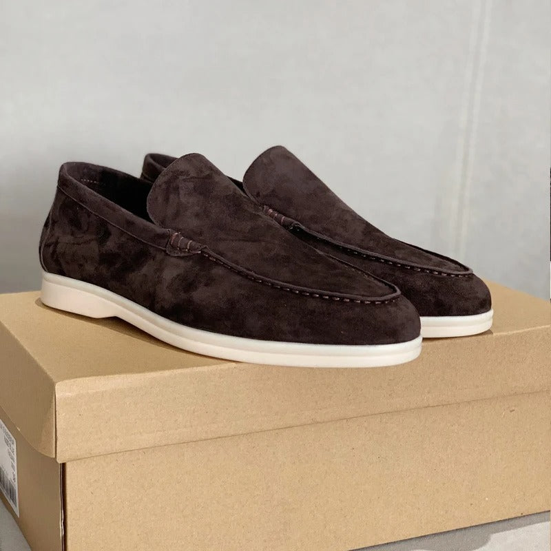 Loafers i mocka-stil läder för män