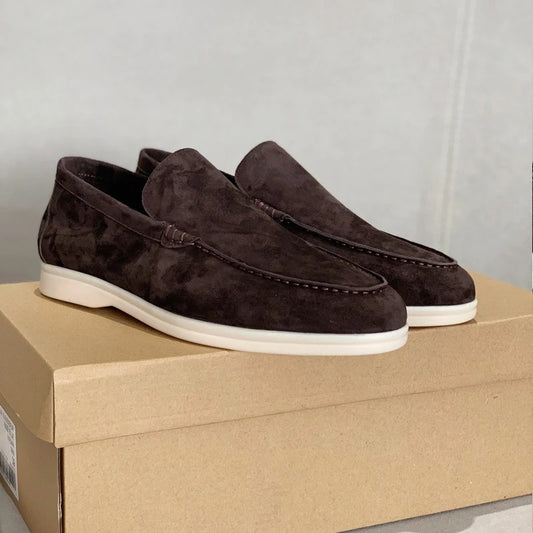 Loafers i mocka-stil läder för män