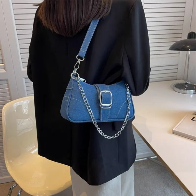 Crossbody-väska i denim för kvinnor