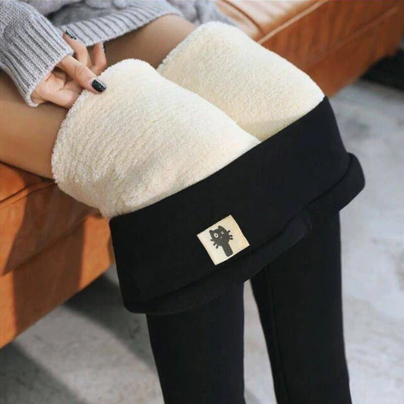 Sammetsklädd fleece Vinterleggings för damer