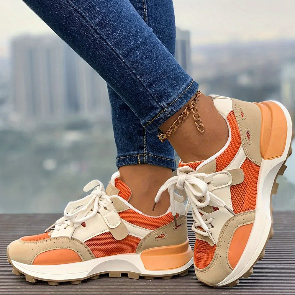 Färgblock mode sneakers för kvinnor