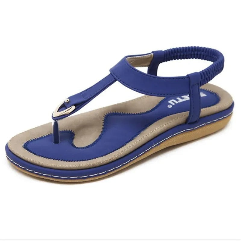 Platta sandaler med elastisk ankelrem för kvinnor