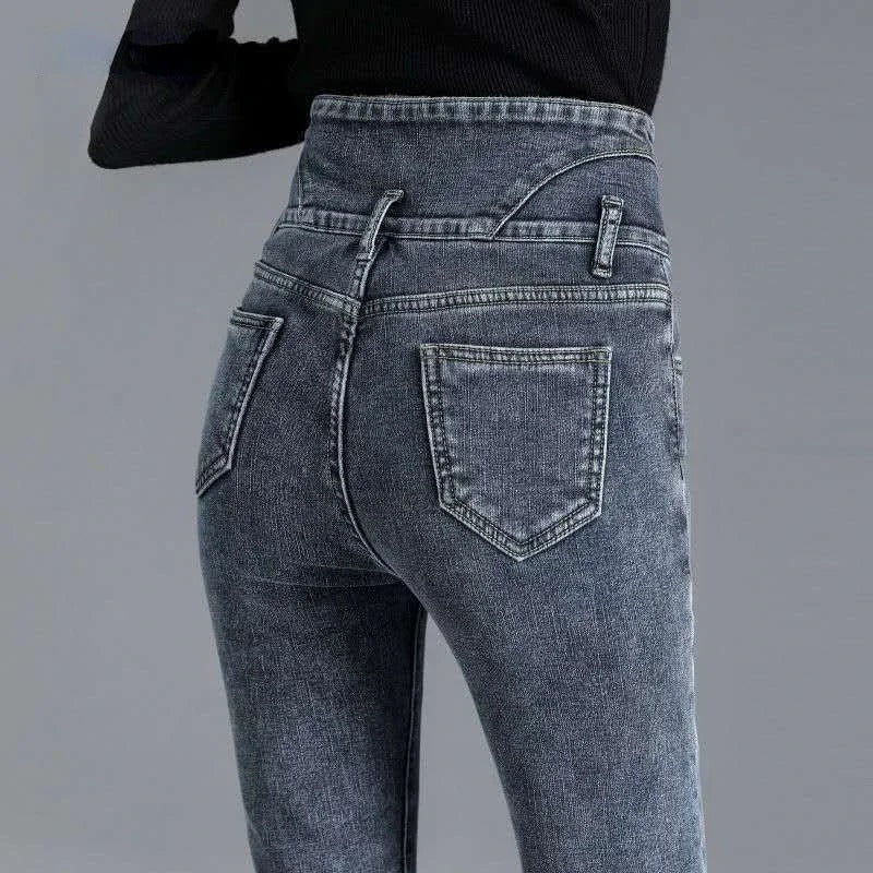 Termiska skinny jeans med hög midja