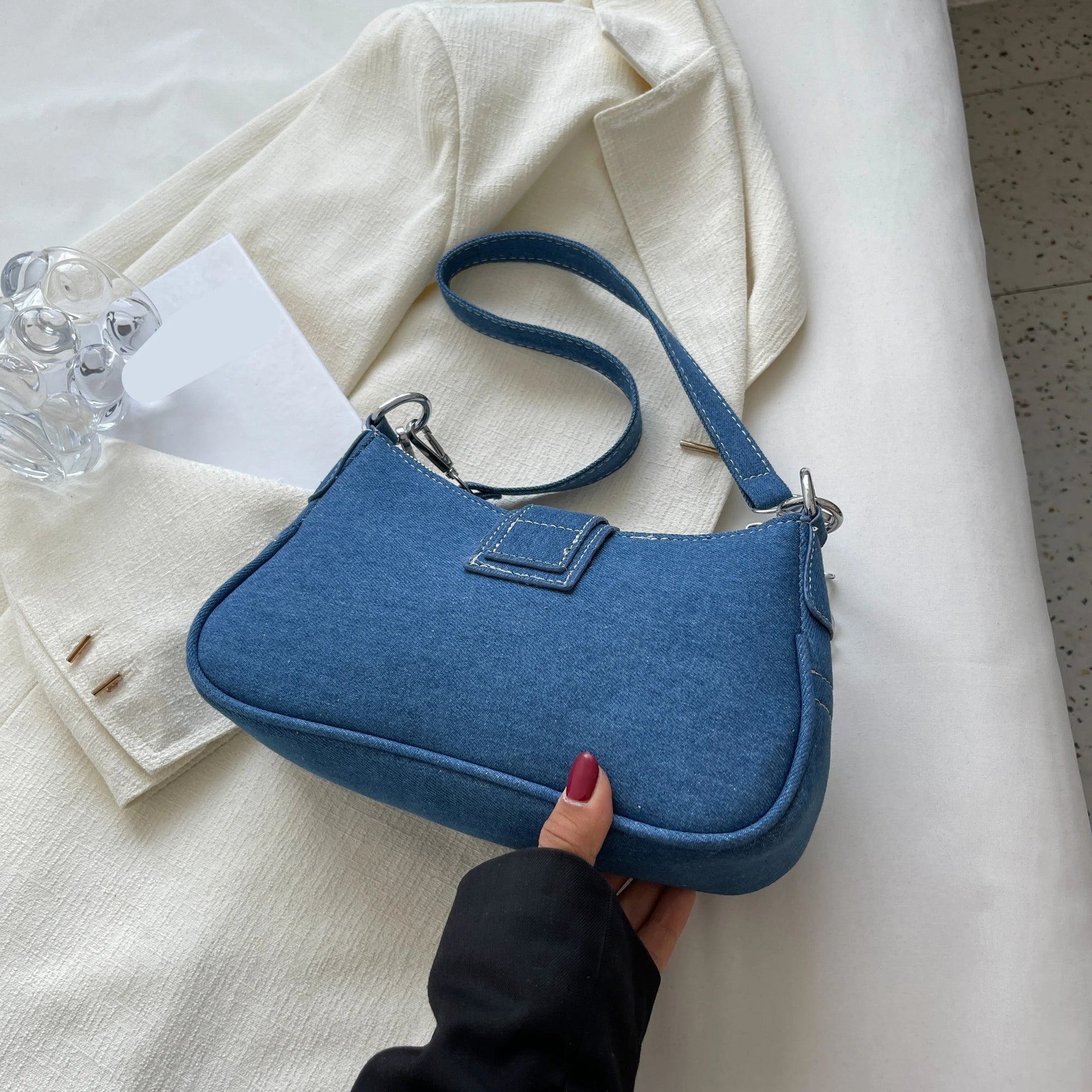 Crossbody-väska i denim för kvinnor