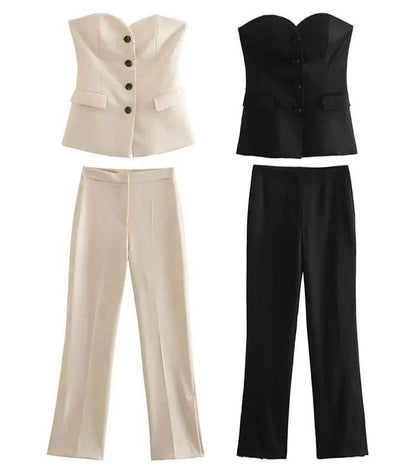 Off-Shoulder Tube Top & Byxor Set för kvinnor