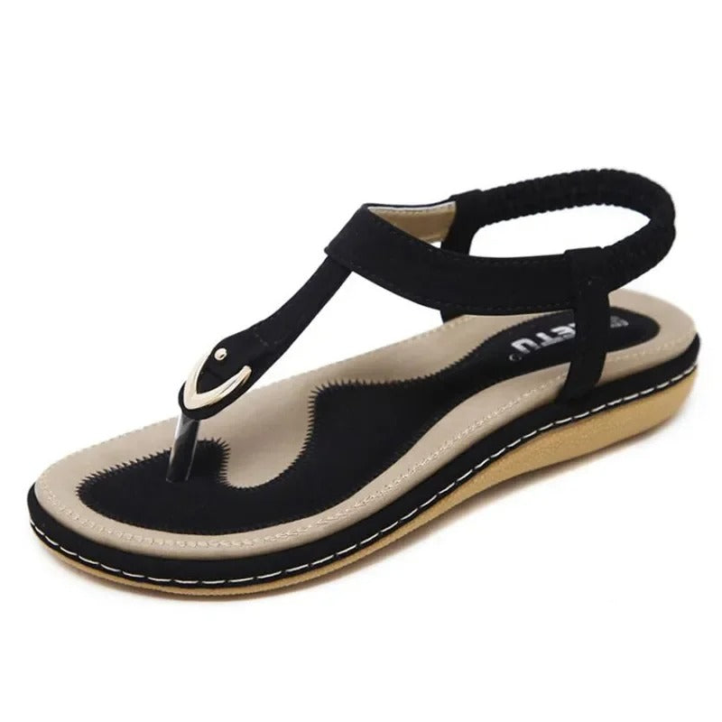 Platta sandaler med elastisk ankelrem för kvinnor