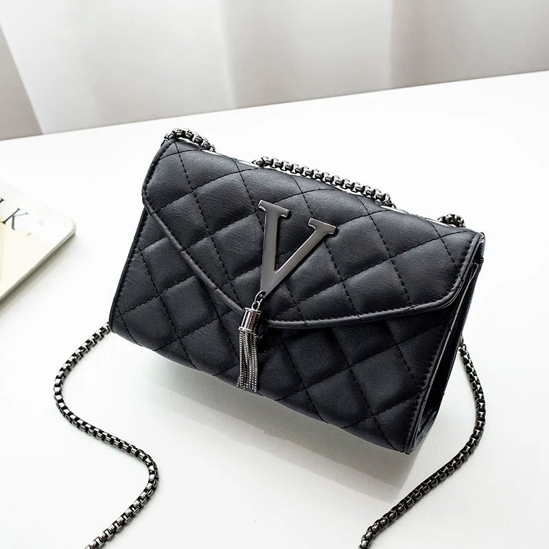 Lyxig Quiltad Crossbody Tassel Handväska