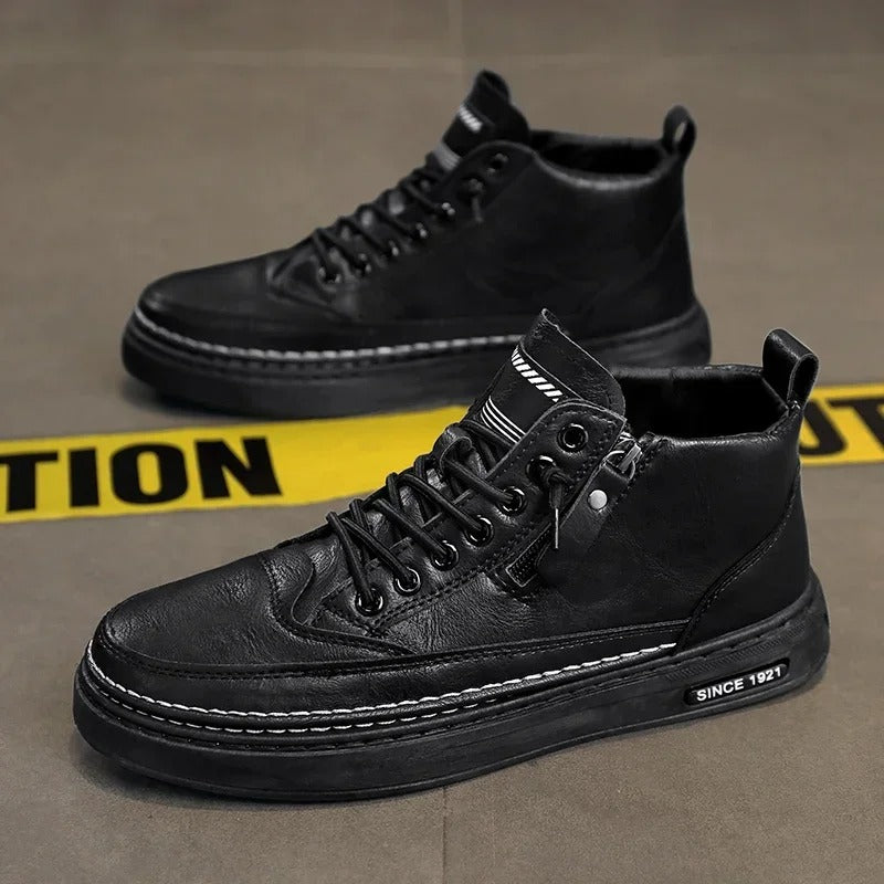 Ankelkängor i Läderstil med hög topp för män