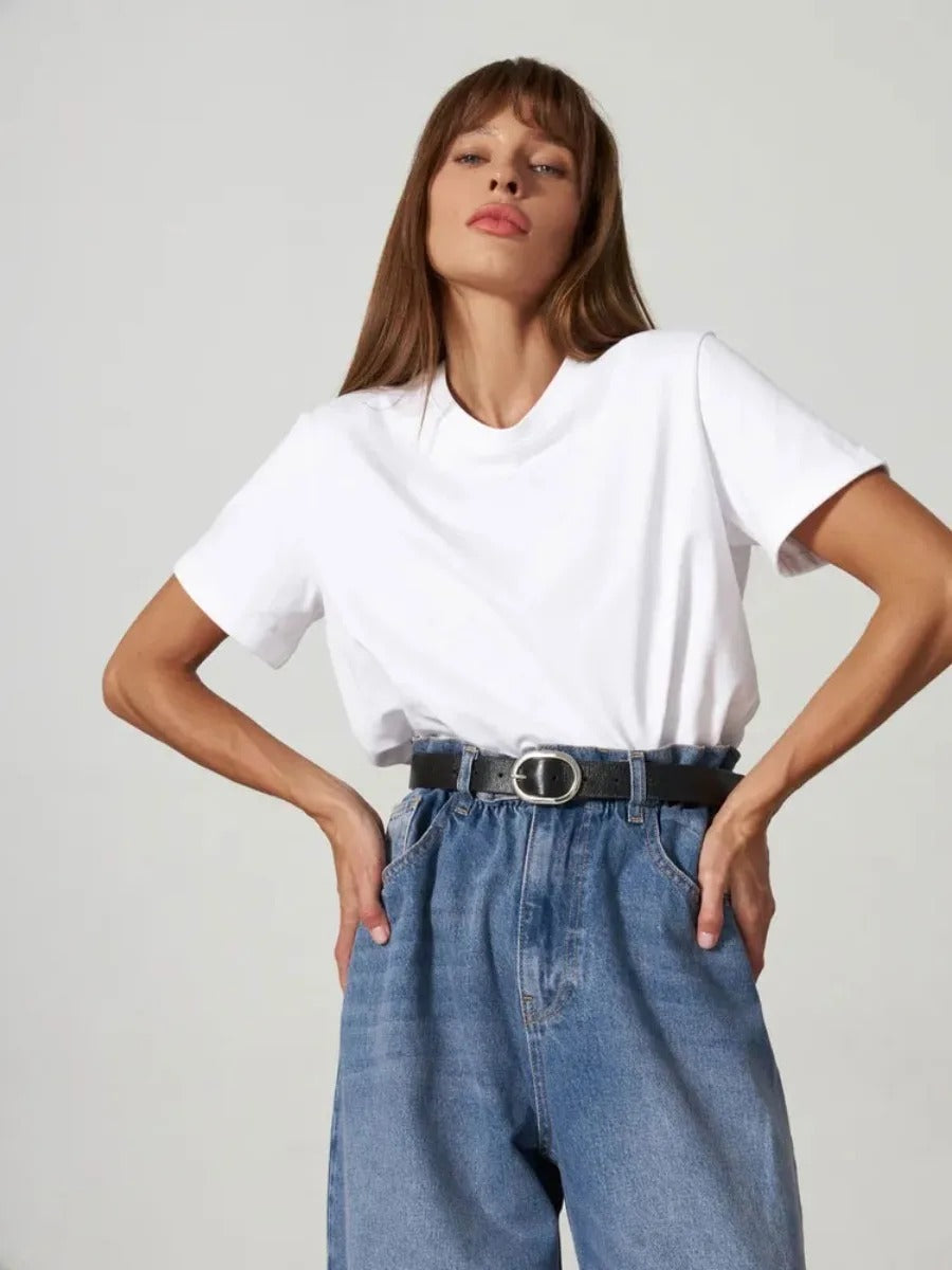 Basic T-shirt i bomull för kvinnor