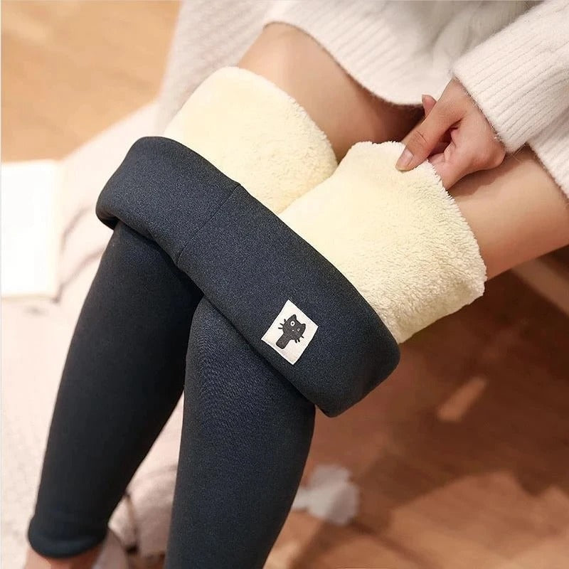 Sammetsklädd fleece Vinterleggings för damer