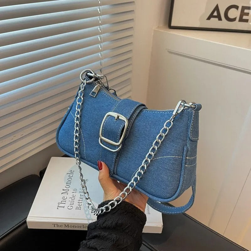 Crossbody-väska i denim för kvinnor