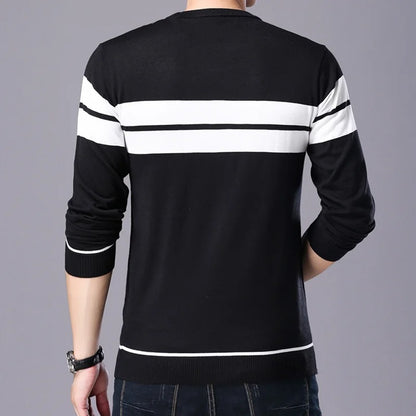 Patchwork-pullover med O-ringning för män