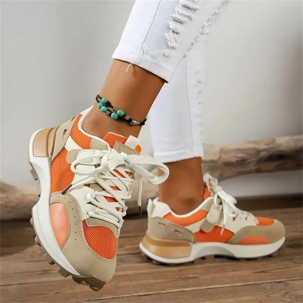 Färgblock mode sneakers för kvinnor