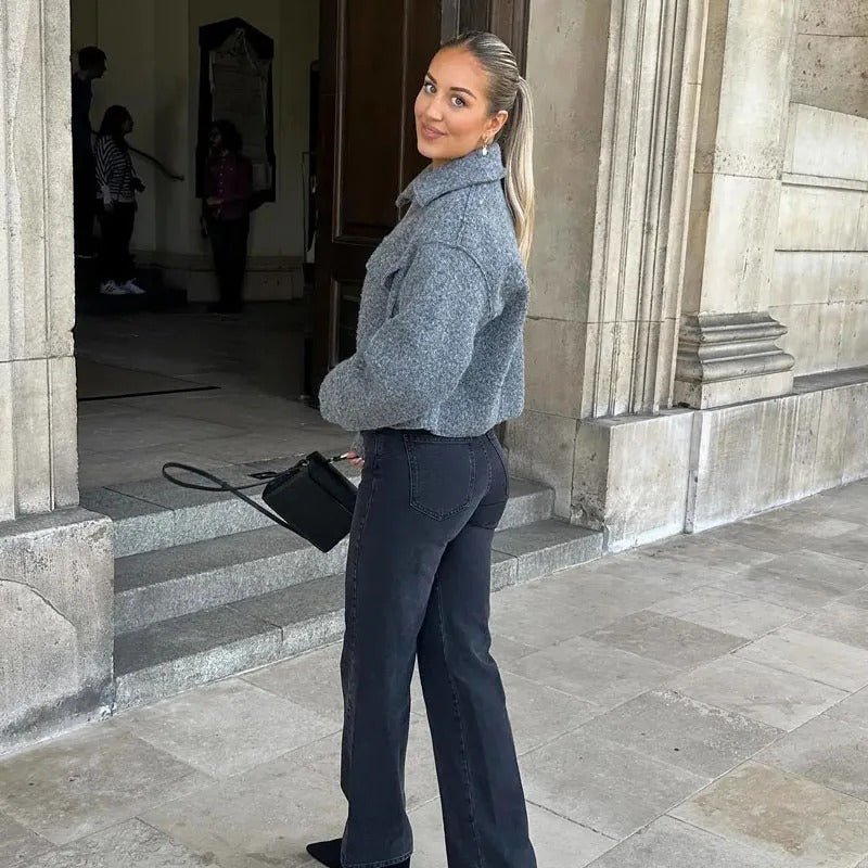 Croppad vinterjacka för kvinnor