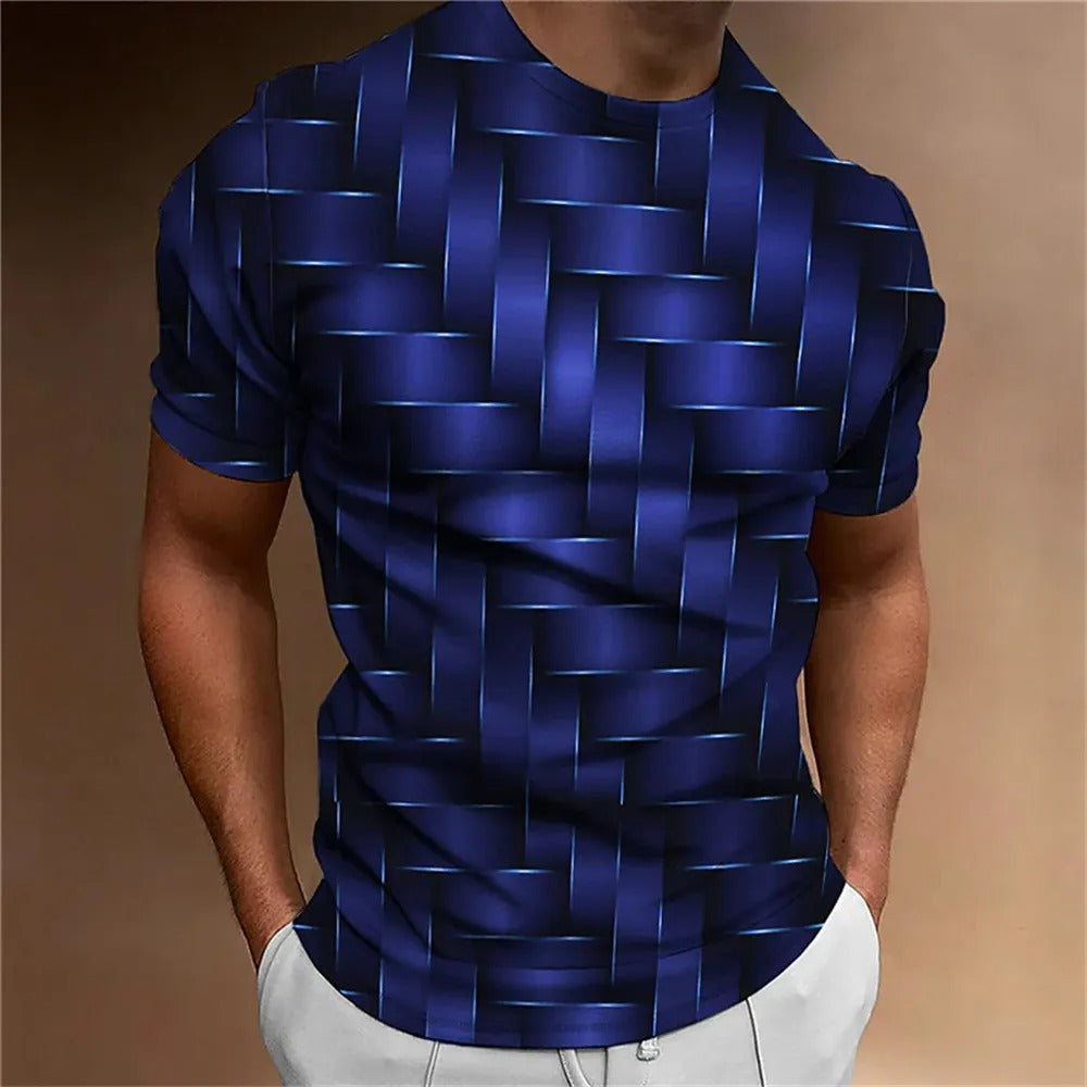 T-shirt för män med geometrisk 3D-utskrift