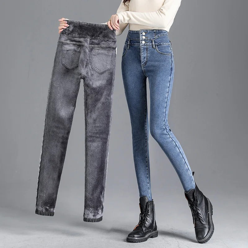 Termiska skinny jeans med hög midja