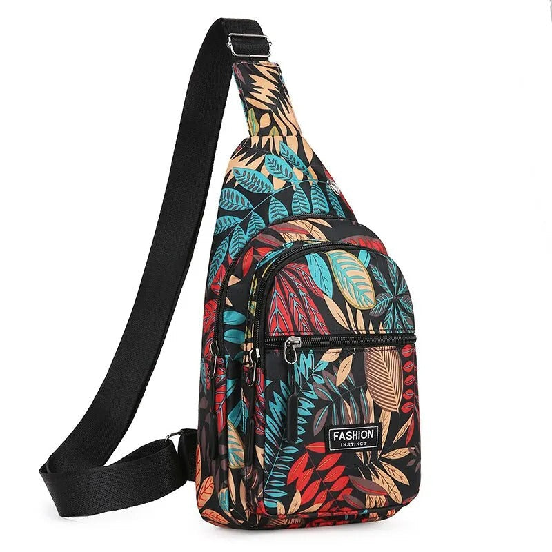 Leaf Print Sling Chest Bag
