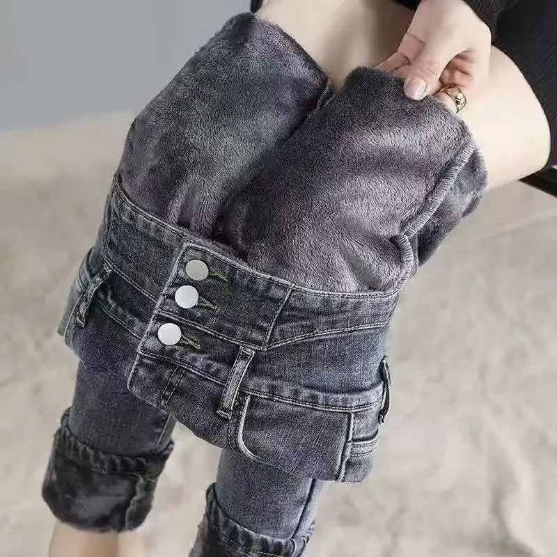 Termiska skinny jeans med hög midja