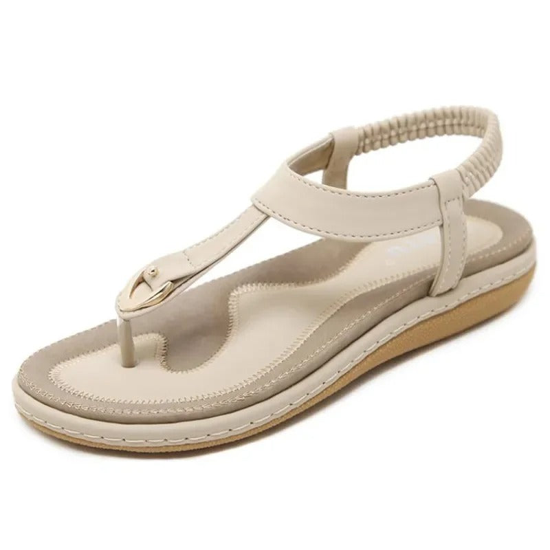 Platta sandaler med elastisk ankelrem för kvinnor