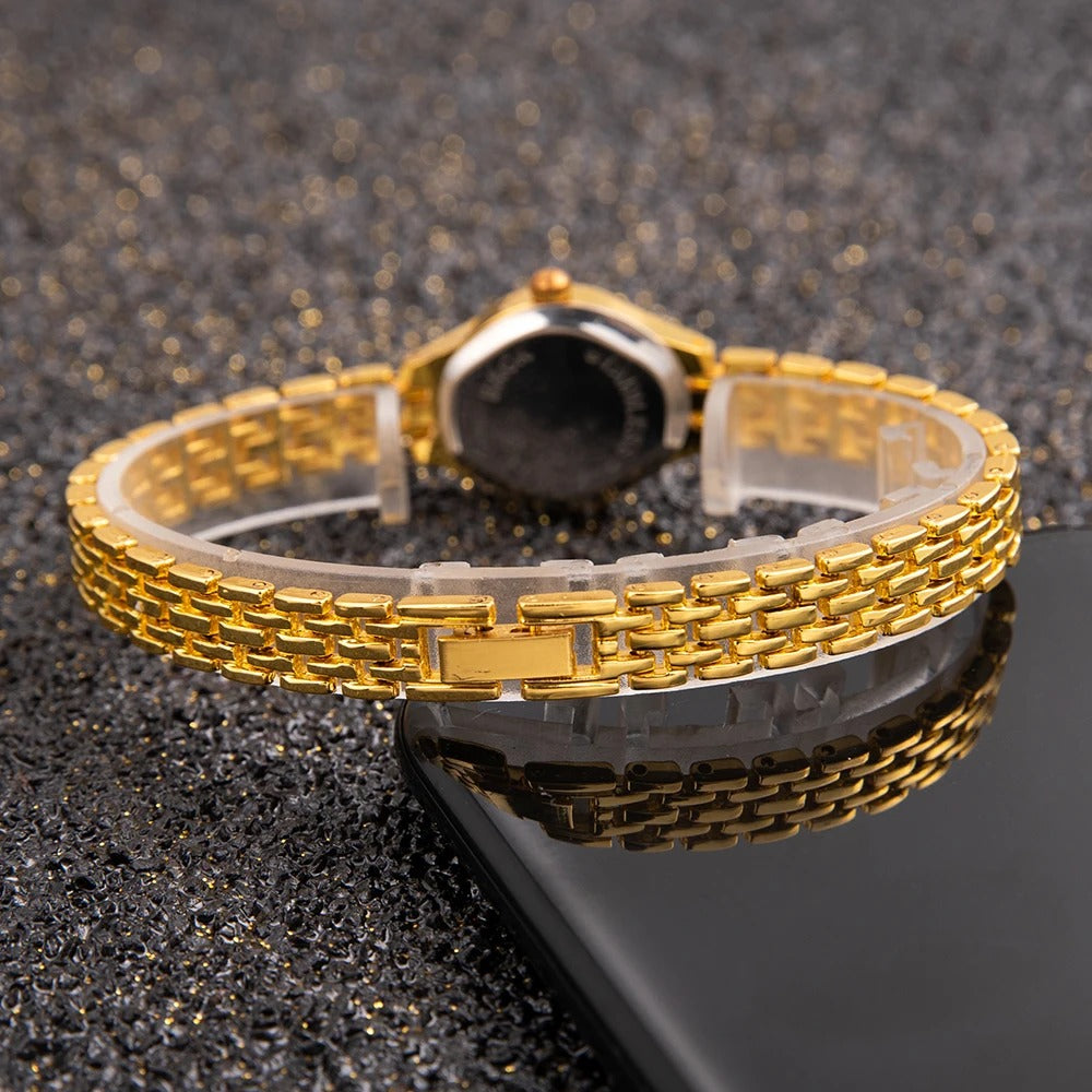 Mini guld lyxklocka för kvinnor