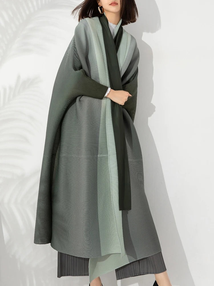Gradient Plisserad Trench Coat för kvinnor