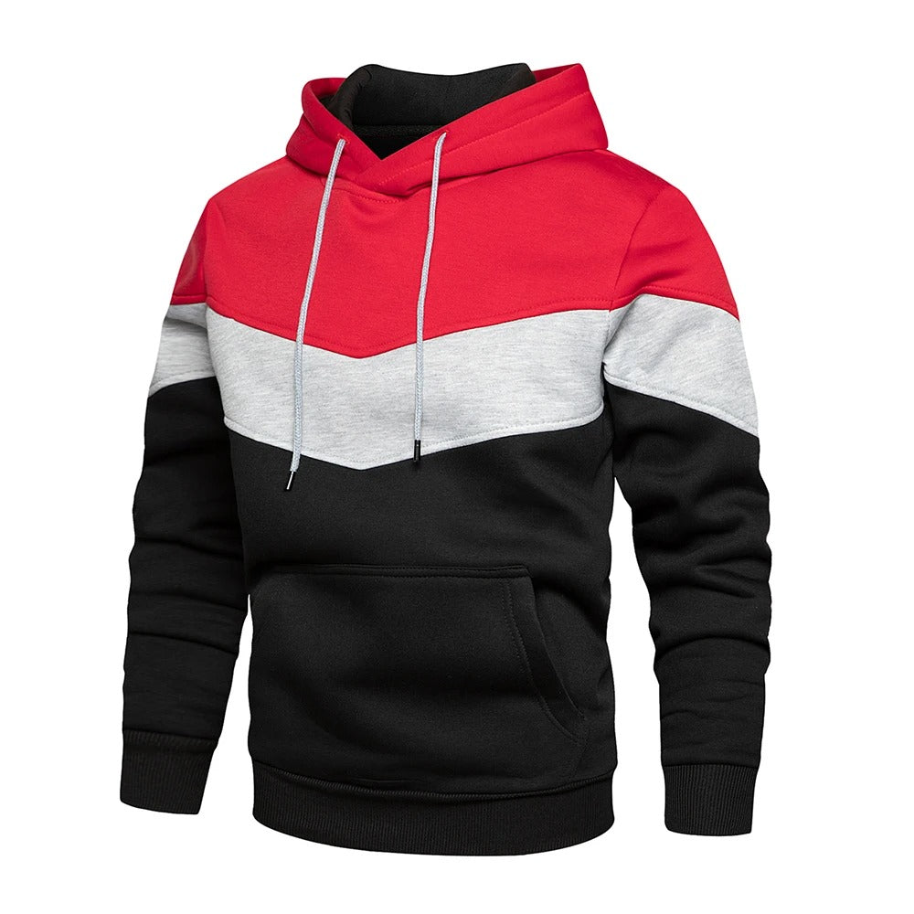 Patchwork Fleece Hoodie för män