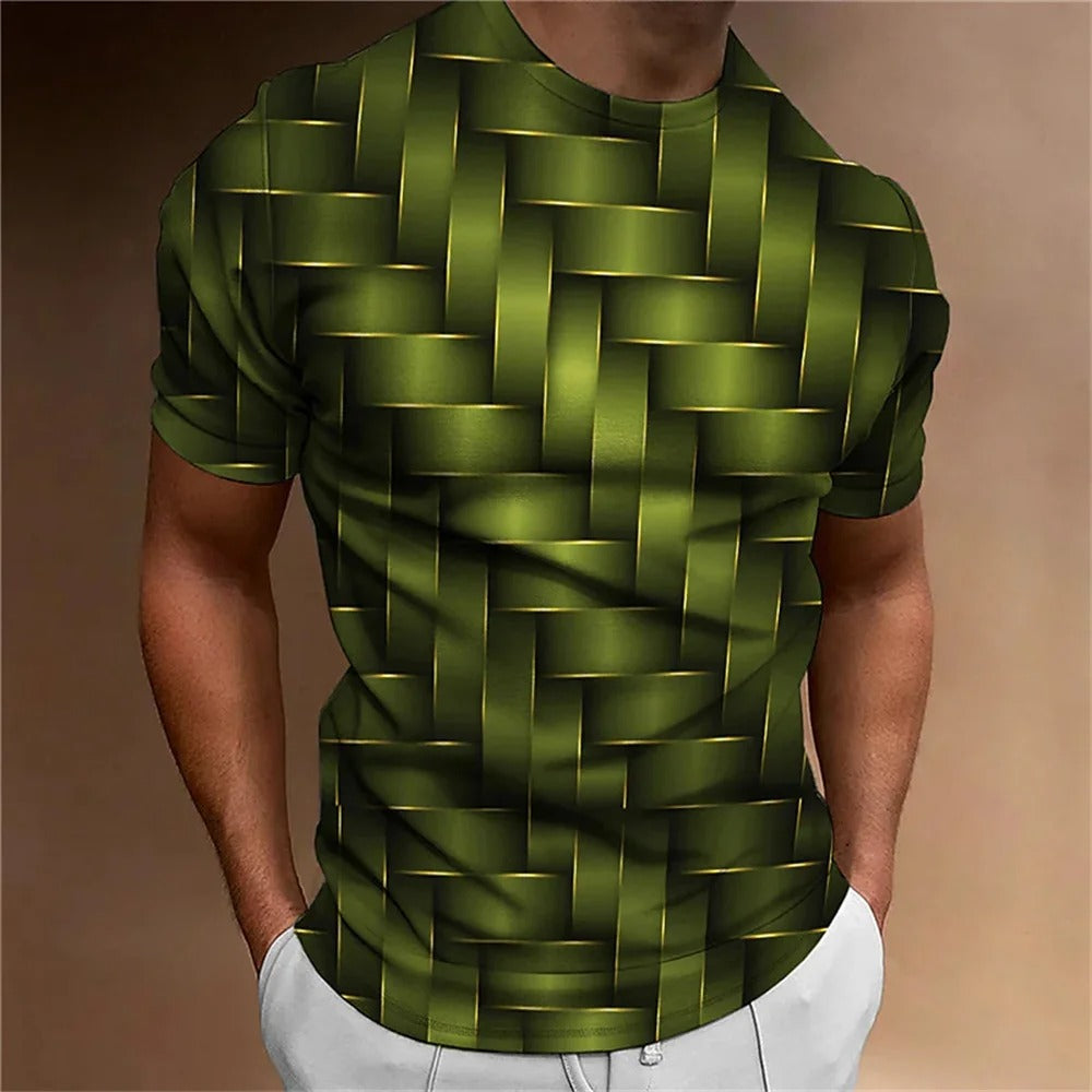 T-shirt för män med geometrisk 3D-utskrift