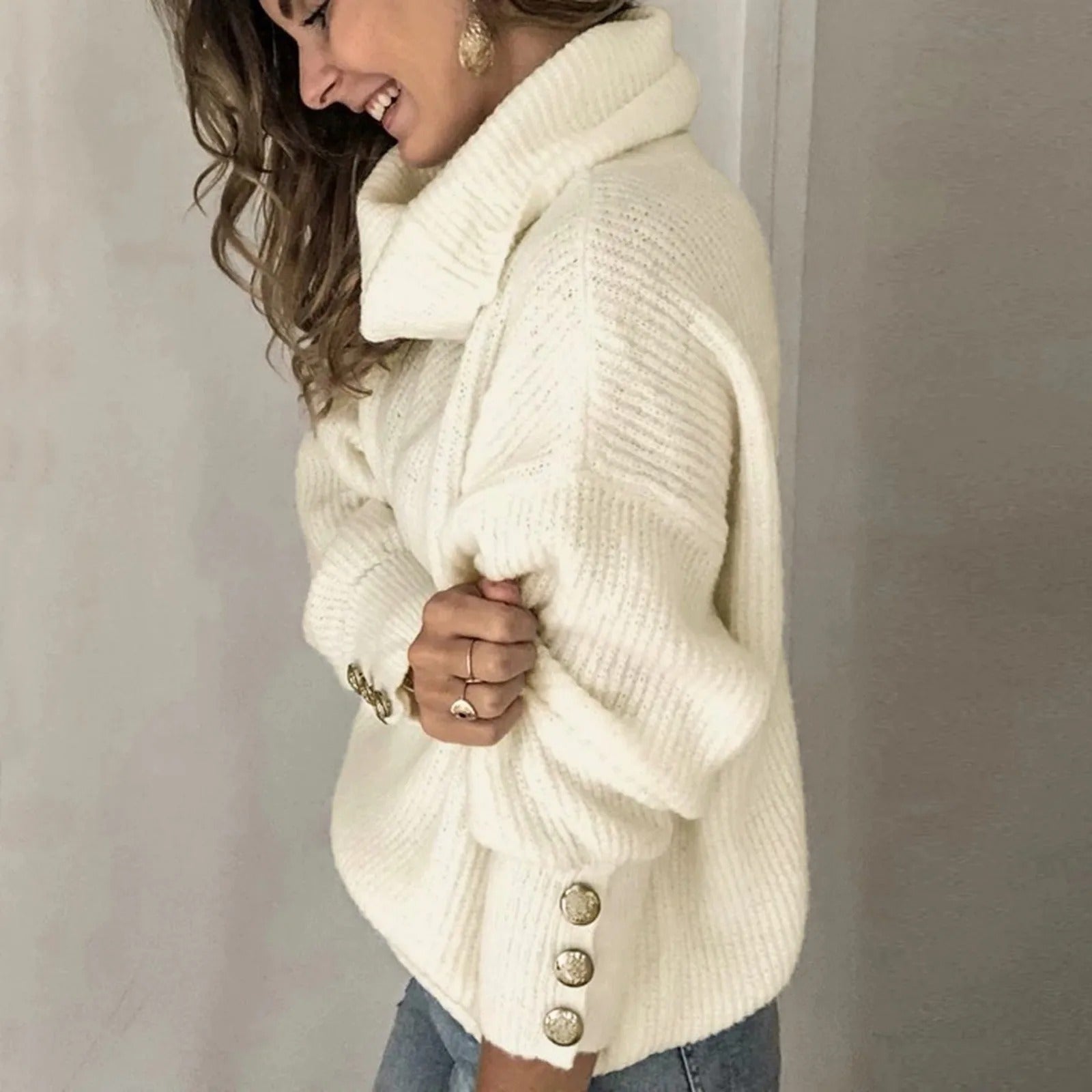 Vintage Turtleneck Sweater för kvinnor