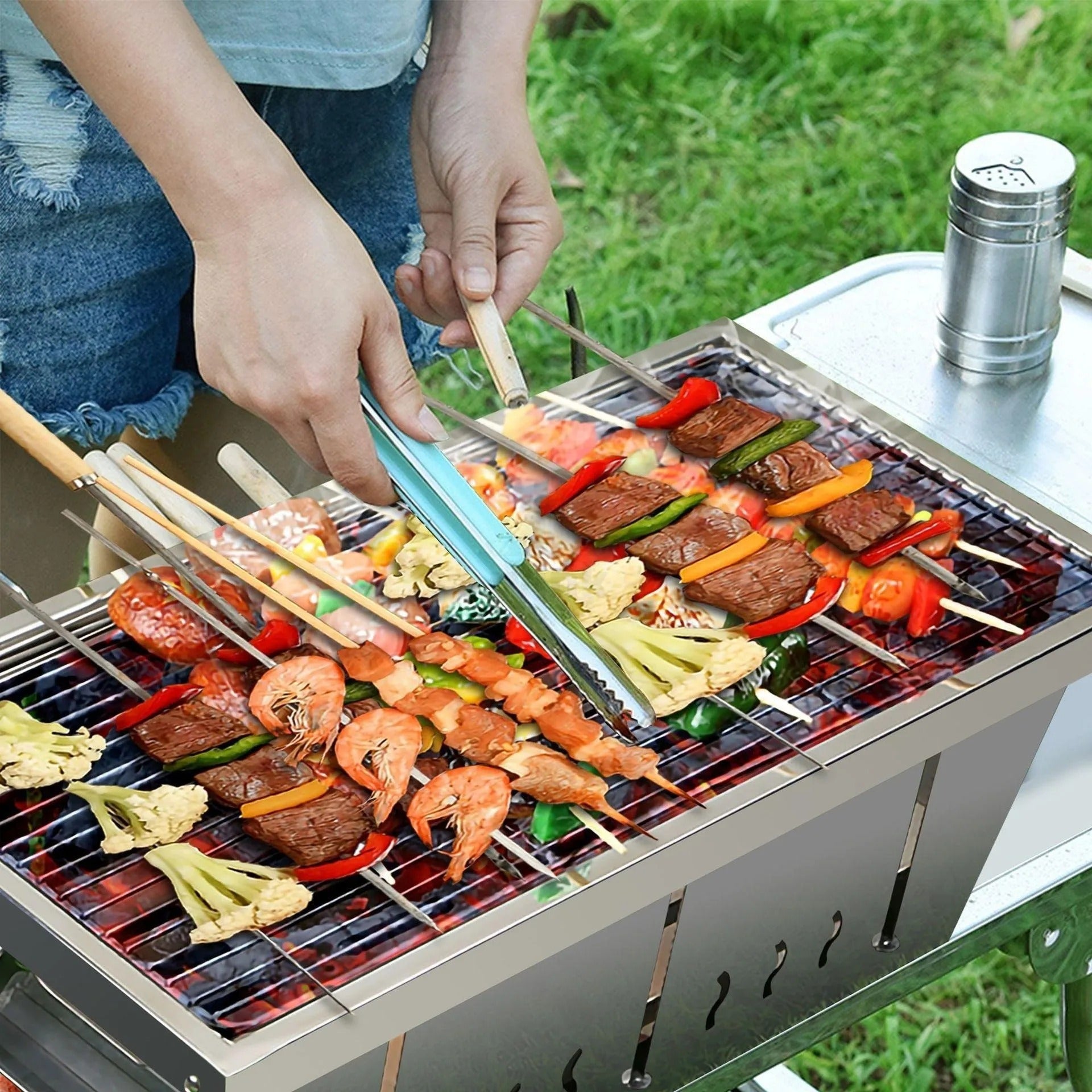 Bärbar grill i rostfritt stål