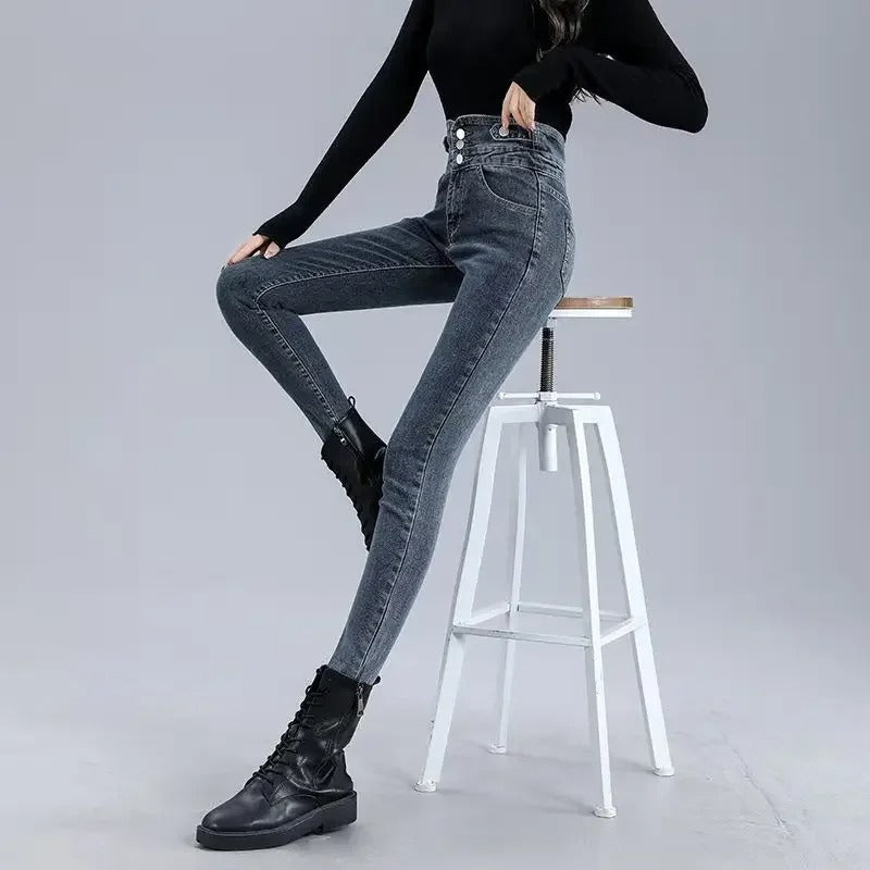 Termiska skinny jeans med hög midja