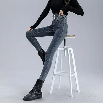 Termiska skinny jeans med hög midja