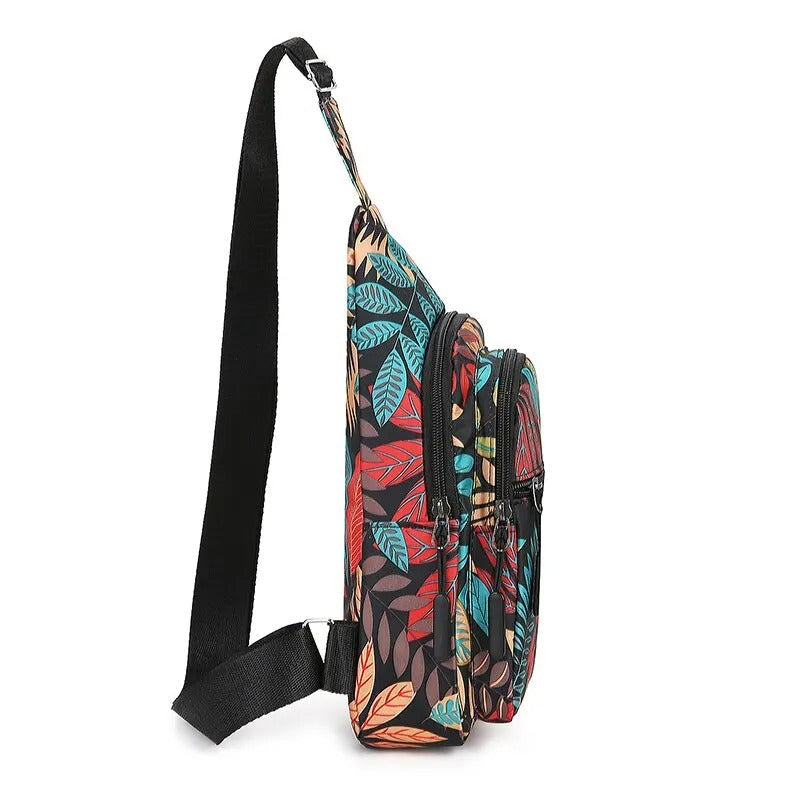 Leaf Print Sling Chest Bag
