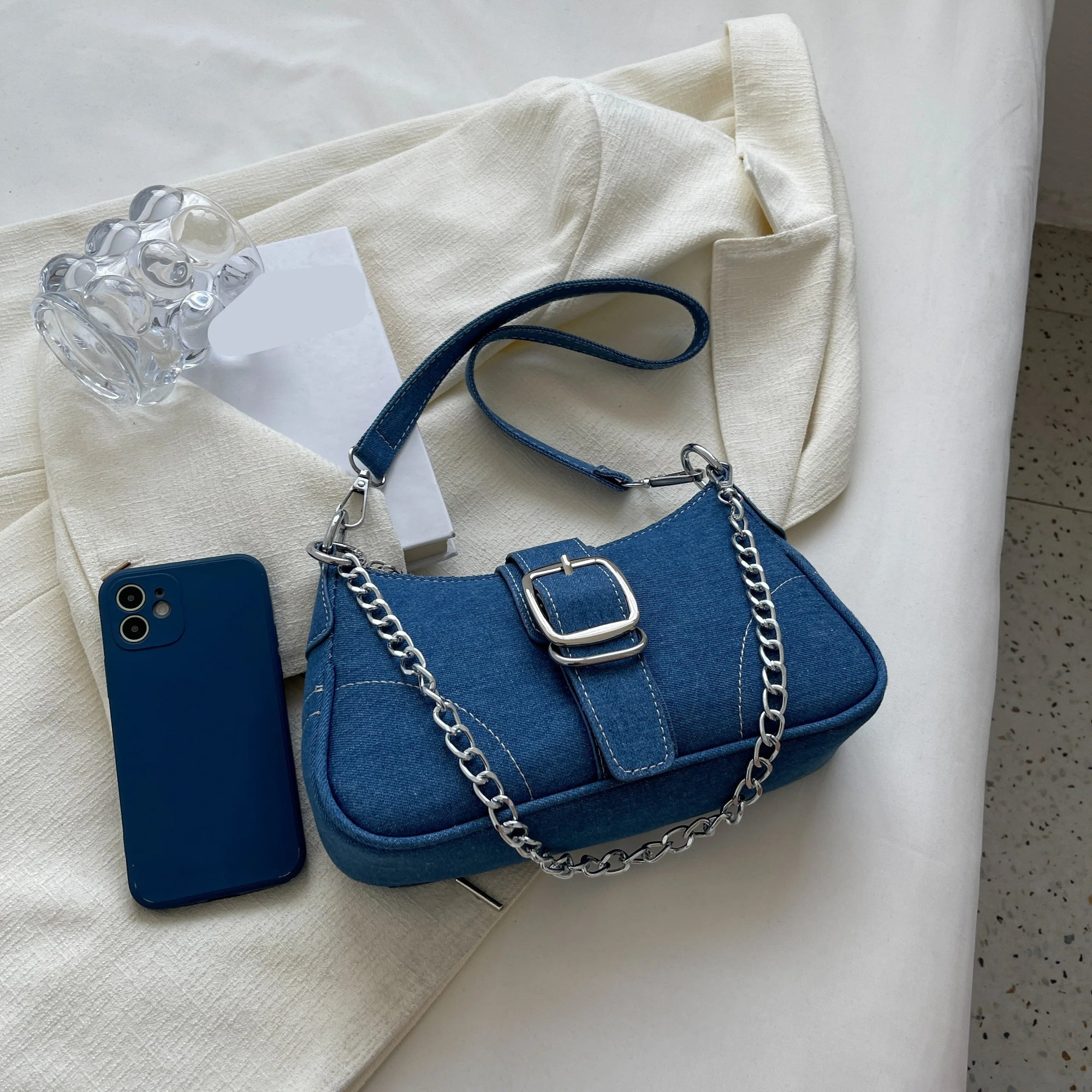 Crossbody-väska i denim för kvinnor