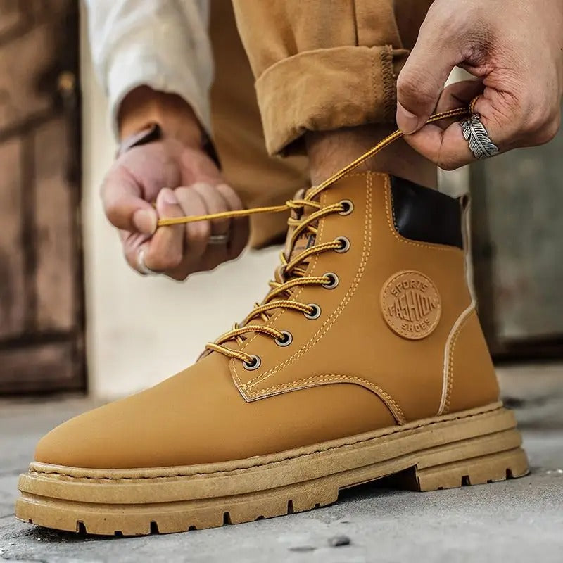 Retro läderstil stövlar för män