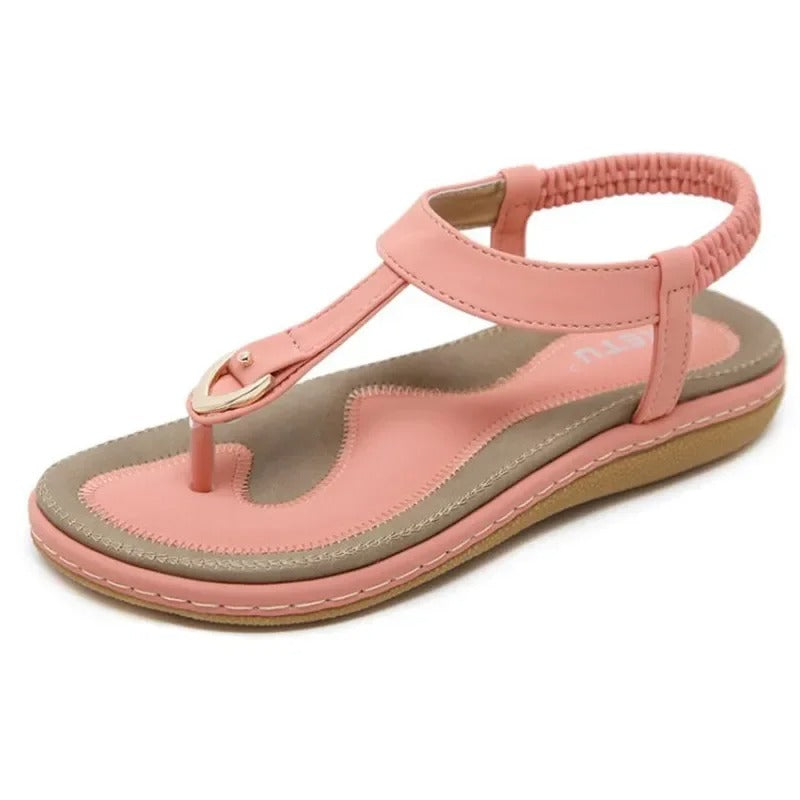 Platta sandaler med elastisk ankelrem för kvinnor