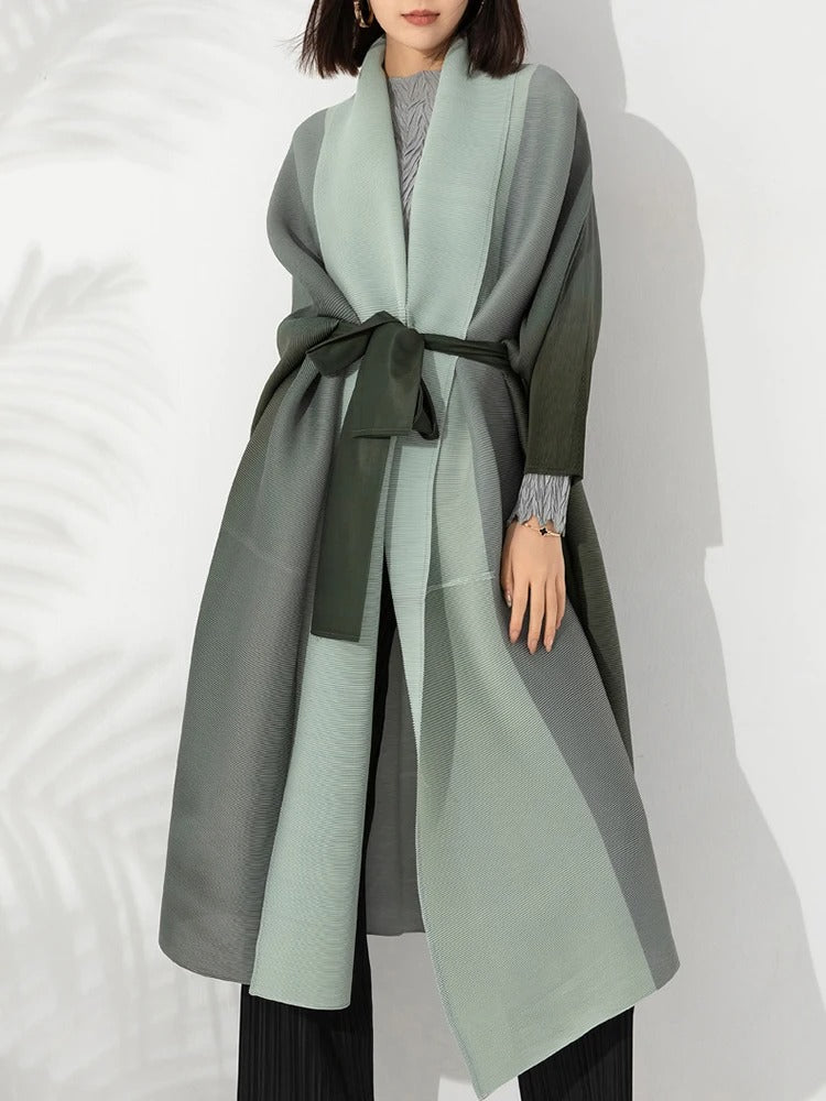 Gradient Plisserad Trench Coat för kvinnor
