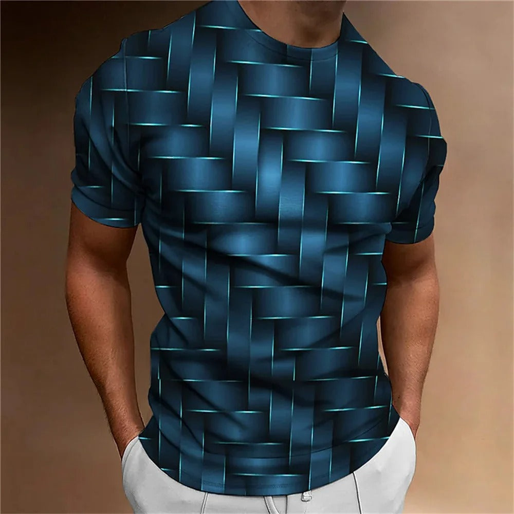 T-shirt för män med geometrisk 3D-utskrift