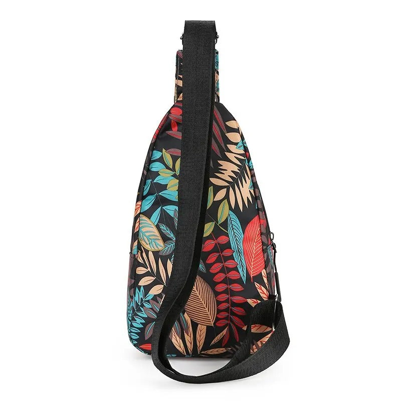 Leaf Print Sling Chest Bag