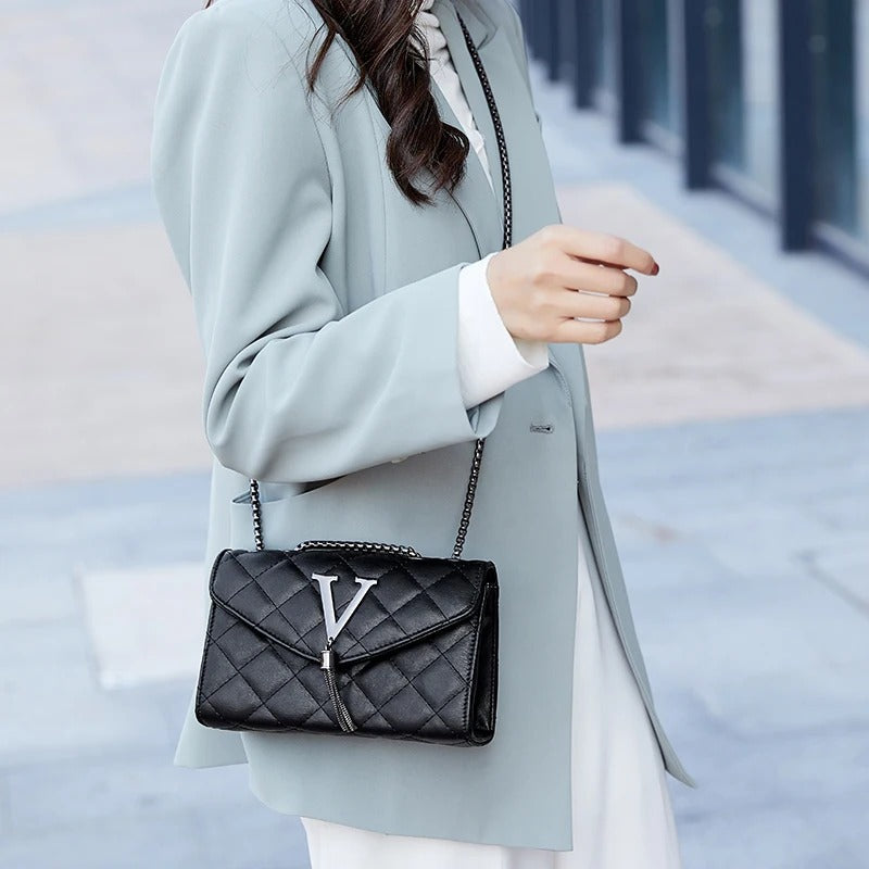 Lyxig Quiltad Crossbody Tassel Handväska