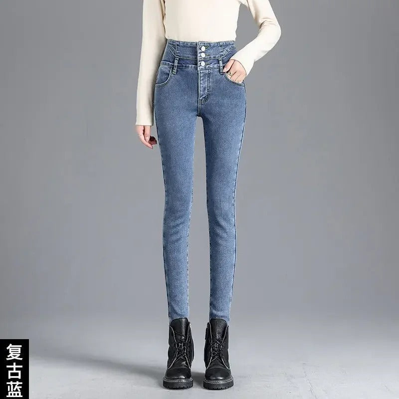 Termiska skinny jeans med hög midja