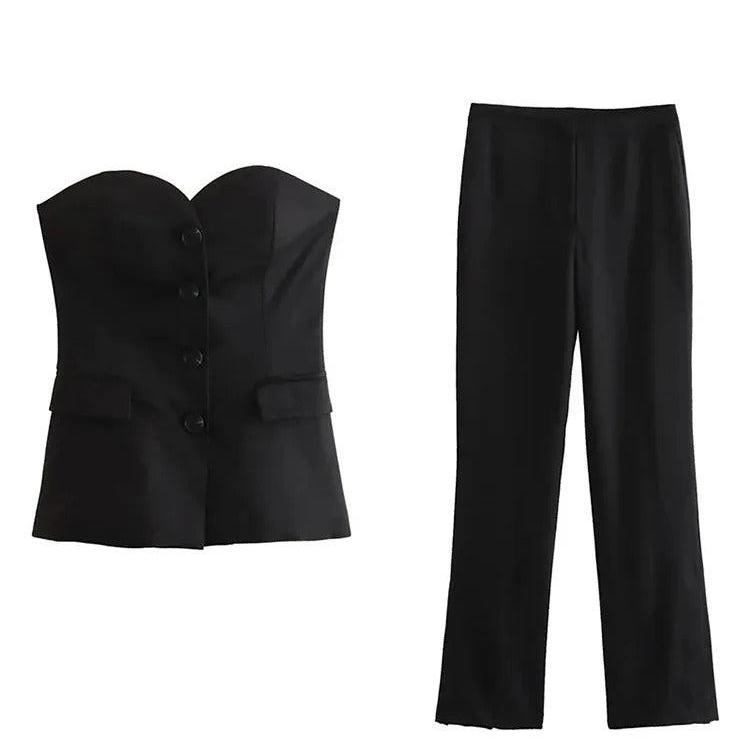 Off-Shoulder Tube Top & Byxor Set för kvinnor