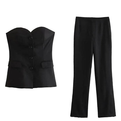 Off-Shoulder Tube Top & Byxor Set för kvinnor